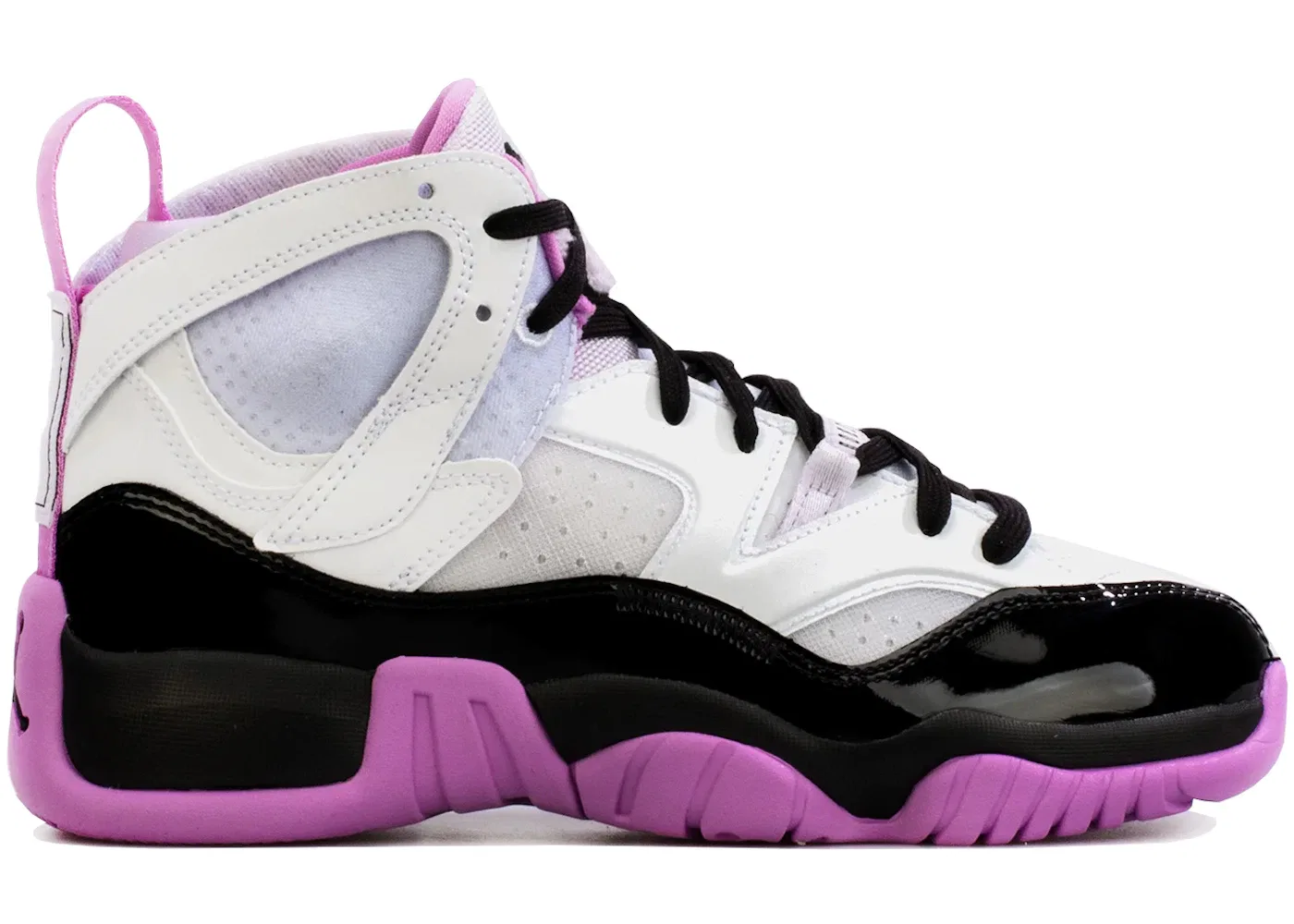 Детские кроссовки с контрастными вставками Jordan Jumpman Two Trey Jordan, White/Barely Grape/Rush Fuchsia/Black