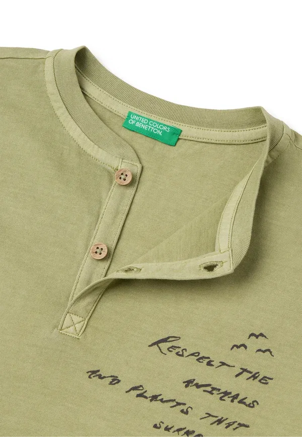 Свободная футболка с короткими рукавами и принтом United Colors Of Benetton, зеленый — фото 3