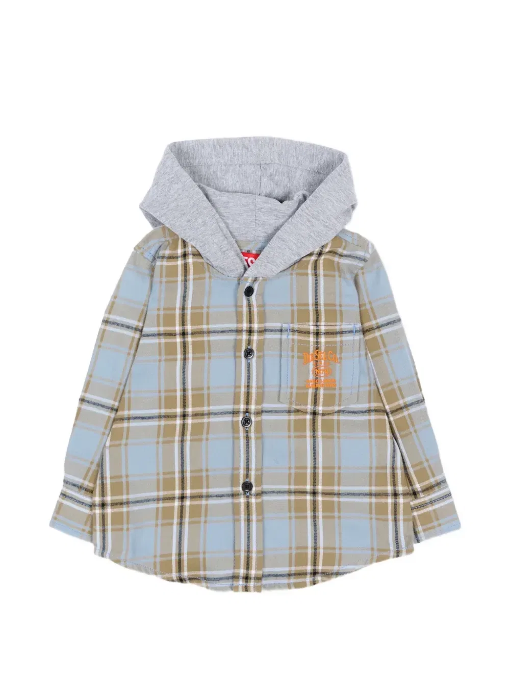 Клетчатая рубашка с капюшоном Diesel Kids, коричневый