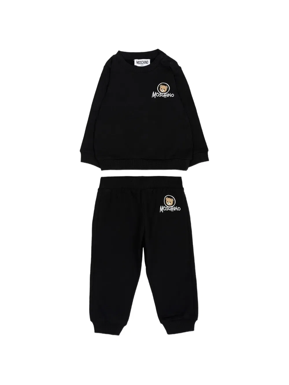 Трикотажный костюм с медвежонком Тедди Moschino Kids, черный