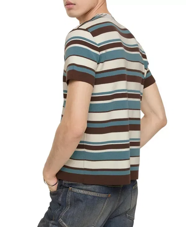 Мужской свитер с принтом Striped Wool Blend T Shirt Burberry, синий — фото 2