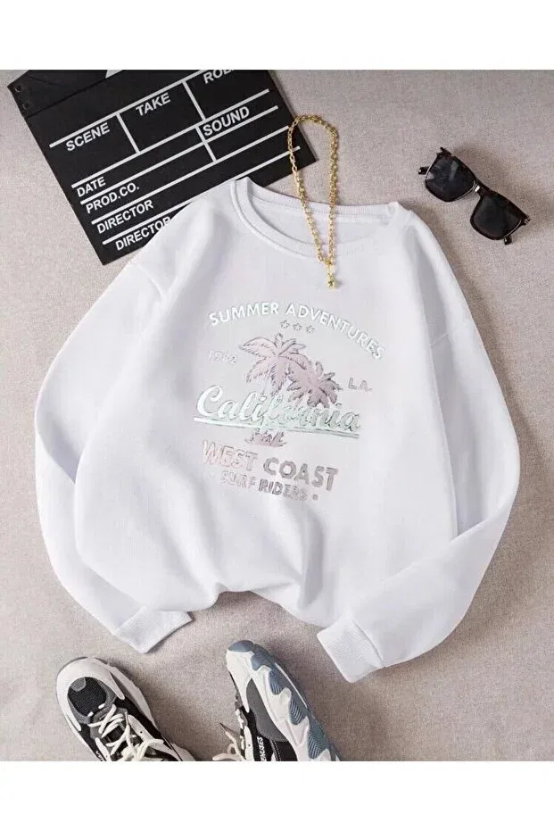 Детское для девочек свитшот с принтом California Topçu, White