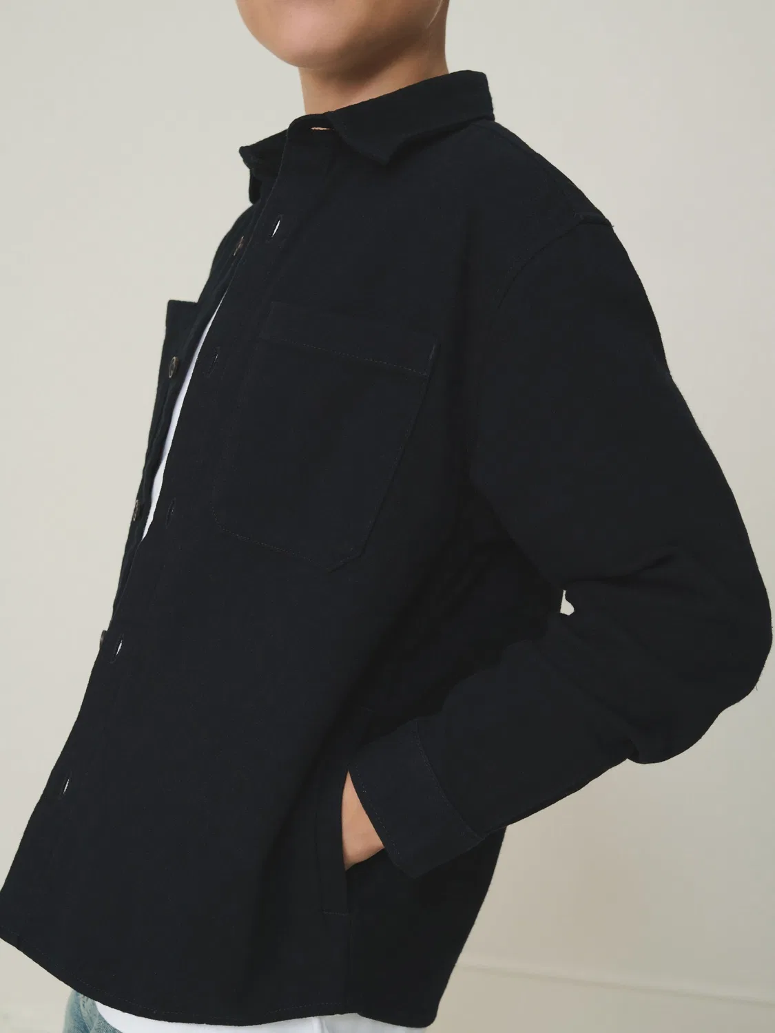 Рубашка оверсайз Black Brushed Overshirt Next, черный — фото 4