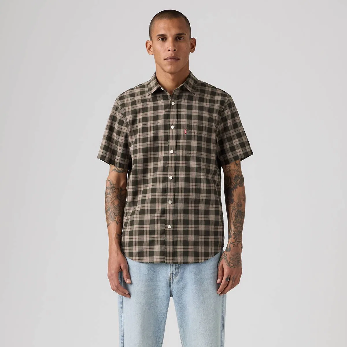 Классическая рубашка с одним карманом и коротким рукавом Levi's, Tilly Plaid Brindle - Multi-Color — фото 3