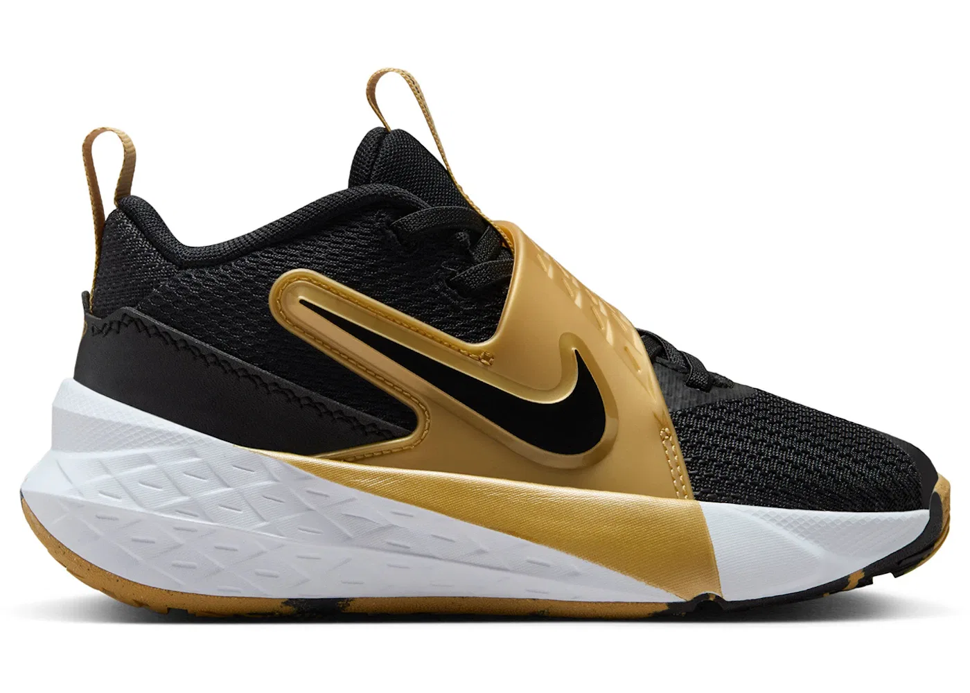 Детские кроссовки для мальчиков с длинным шнурком Nike Team Hustle D 12 Nike, Black/Metallic Gold/White/Black
