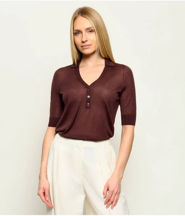 Женский джемпер с V-образным вырезом Maglione BOSS, Bordeaux