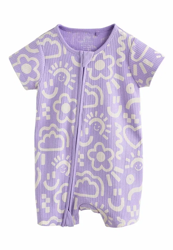 Комплект боди с принтом Regular fit two way zip baby sleepsuits 3 pack Next, Lilac Purple, фиолетовый — фото 3