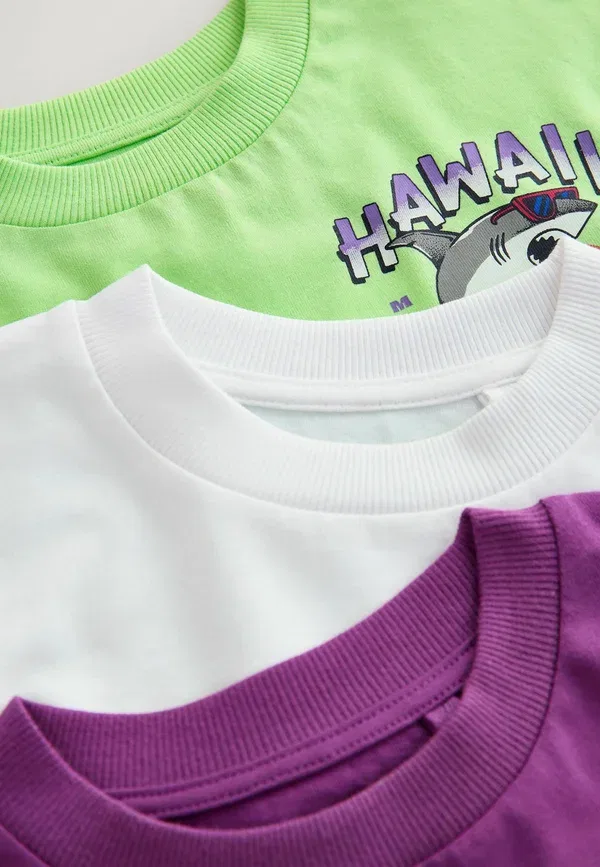 Футболка с принтом Short sleeve graphic t-shirts 3 pack standard Next purple, green, white, белый/зеленый/фиолетовый — фото 2