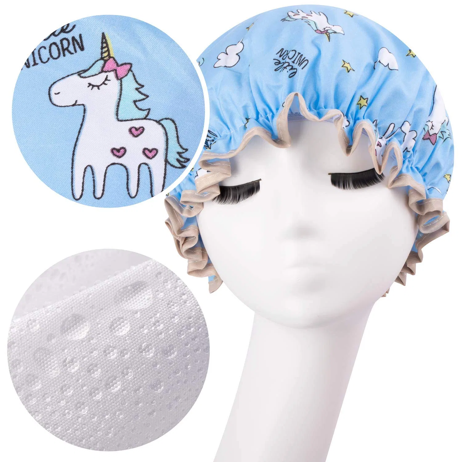 Шапочка для душаs набор 4 шт, Tbestmax, 26 см, 4 Pack - Unicorn 2 — фото 3
