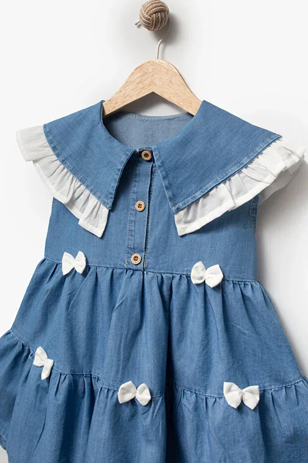 Детское джинсовое платье для девочек с воротничком Jikko Baby, Blue — фото 2