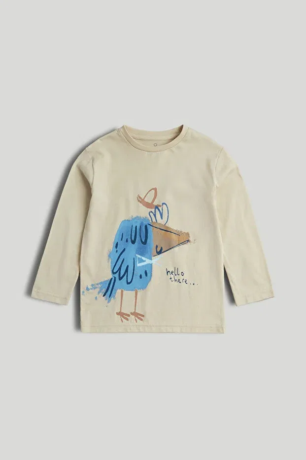 Детская футболка с длинным рукавом Graphic Patterned Long Sleeve Tshirt Mothercare, Nude Color