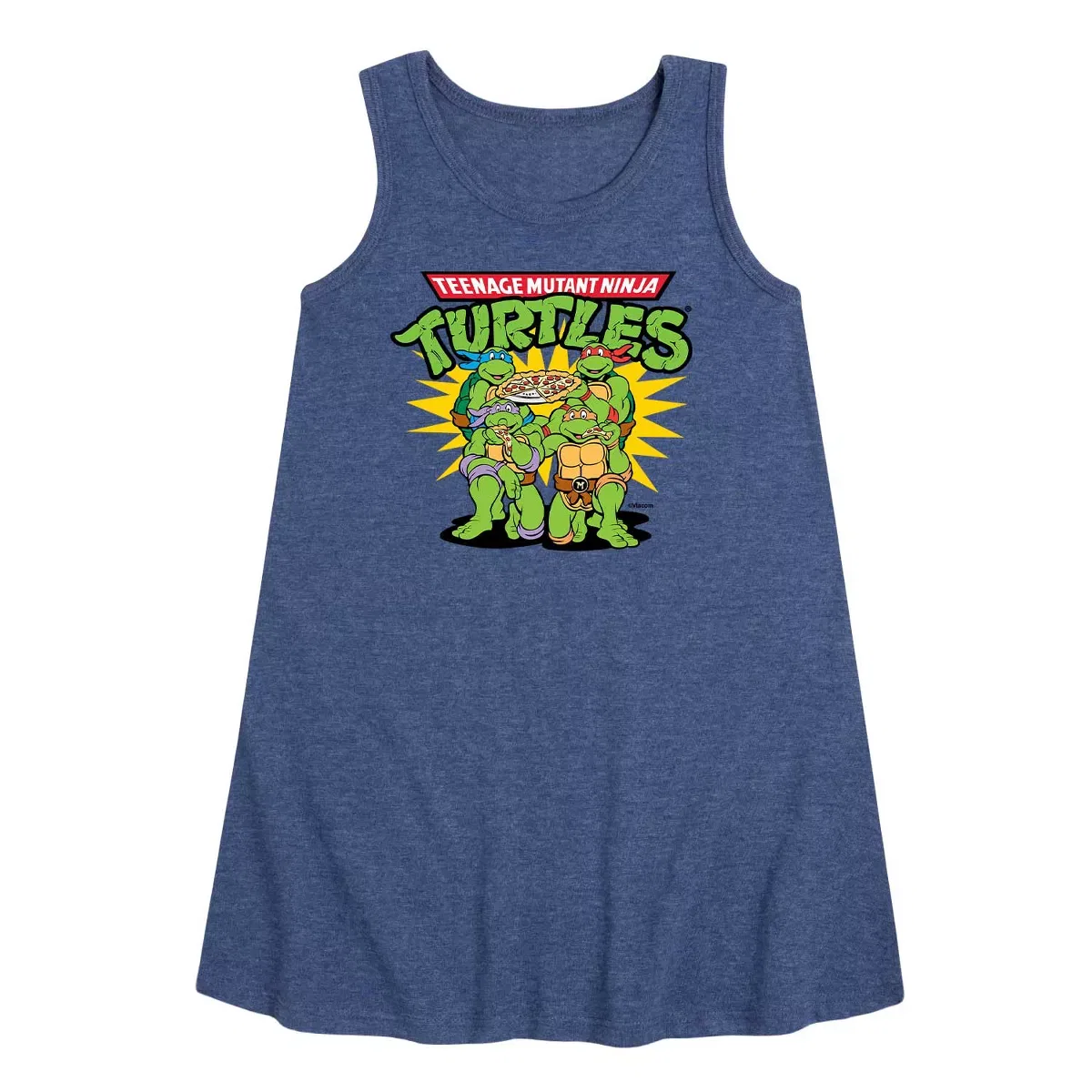 Детское платье-трапеция без рукавов Pizza Dudes Teenage Mutant Ninja Turtles, Heather Navy