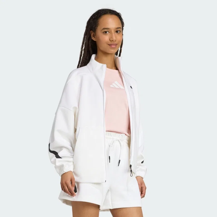 Женский свитшот с высоким воротником W Z.n.e. Tt adidas, XL, Белый — фото 3