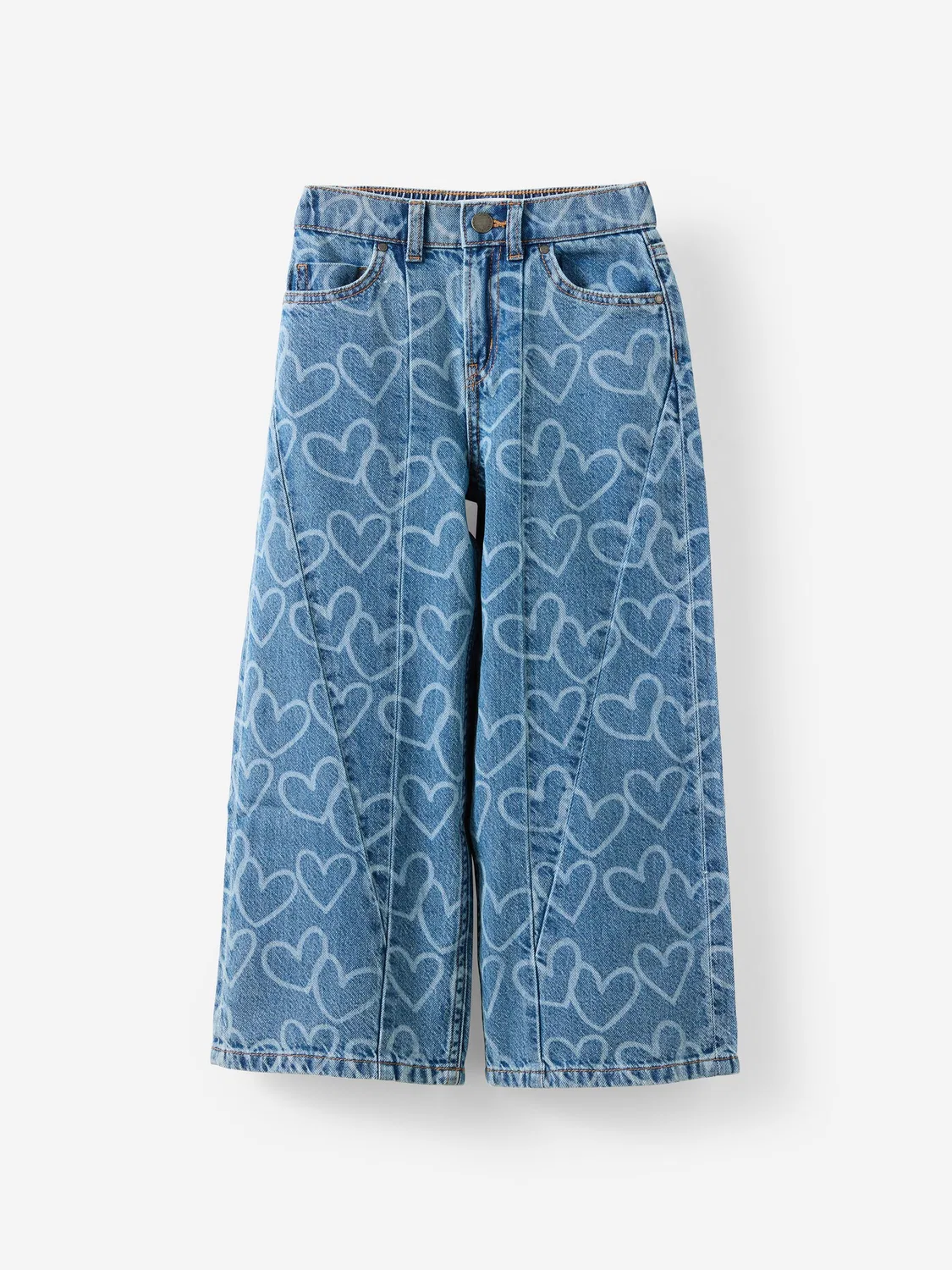 Джинсы супер-широкие Cotton On Blue, Hearts, голубой