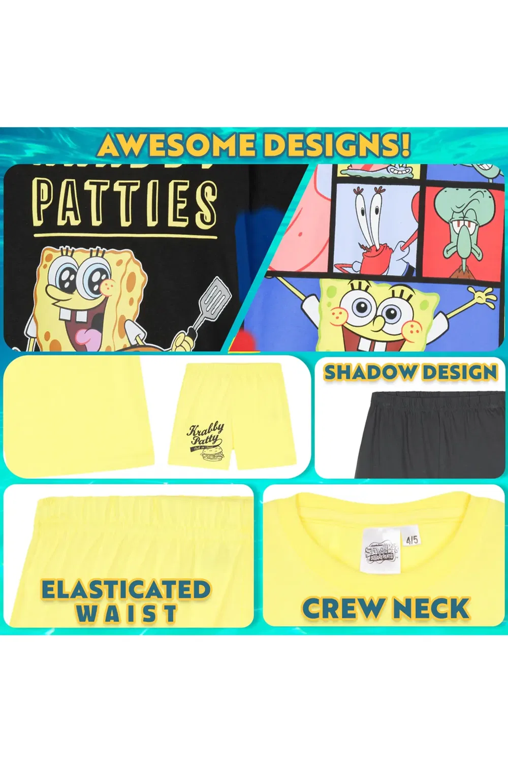 Детский комплект пижамы с коротким рукавом Spongebob Squarepants, Multi — фото 4