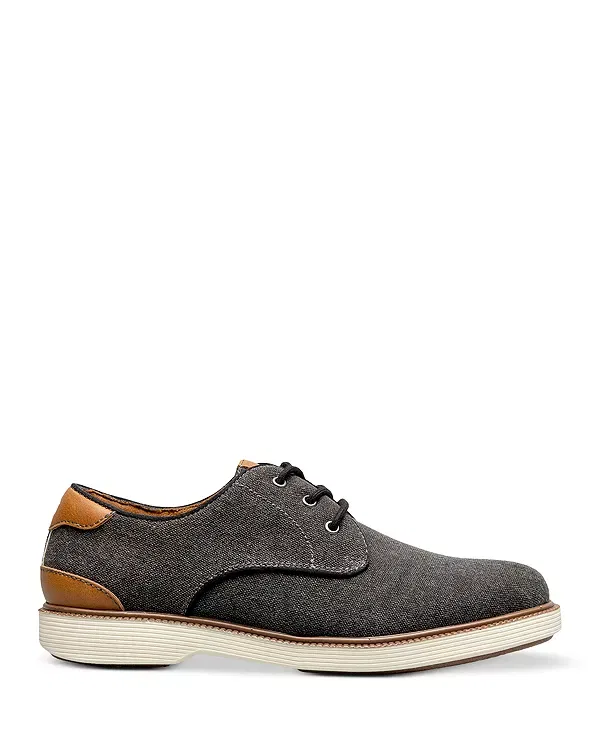 Детские классические туфли для мальчиков на шнуровке Highland Jr. Canvas Plain Toe Oxfords Florsheim Kids, черный — фото 2