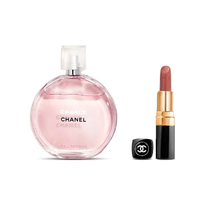 Женский набор духов и губной помады Encounter Tender Perfume 50мл и Cocoa Lady Lipstick #Size 105, CHANEL, Black