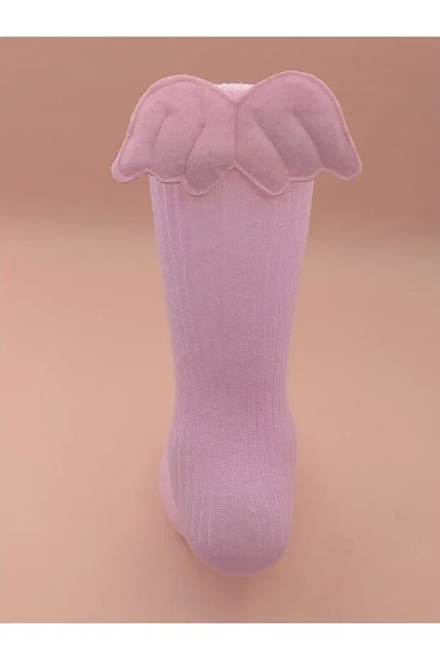 Детские носки для девочек с принтом Angel Wing Knee Socks Eses Bebe, Pink — фото 2
