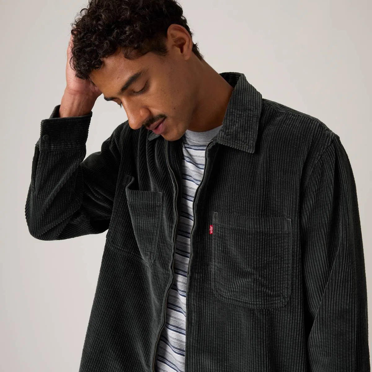 Рубашка-Накидка из вельвета свободного кроя на молнии Levi's, Dark Phantom - Black — фото 2