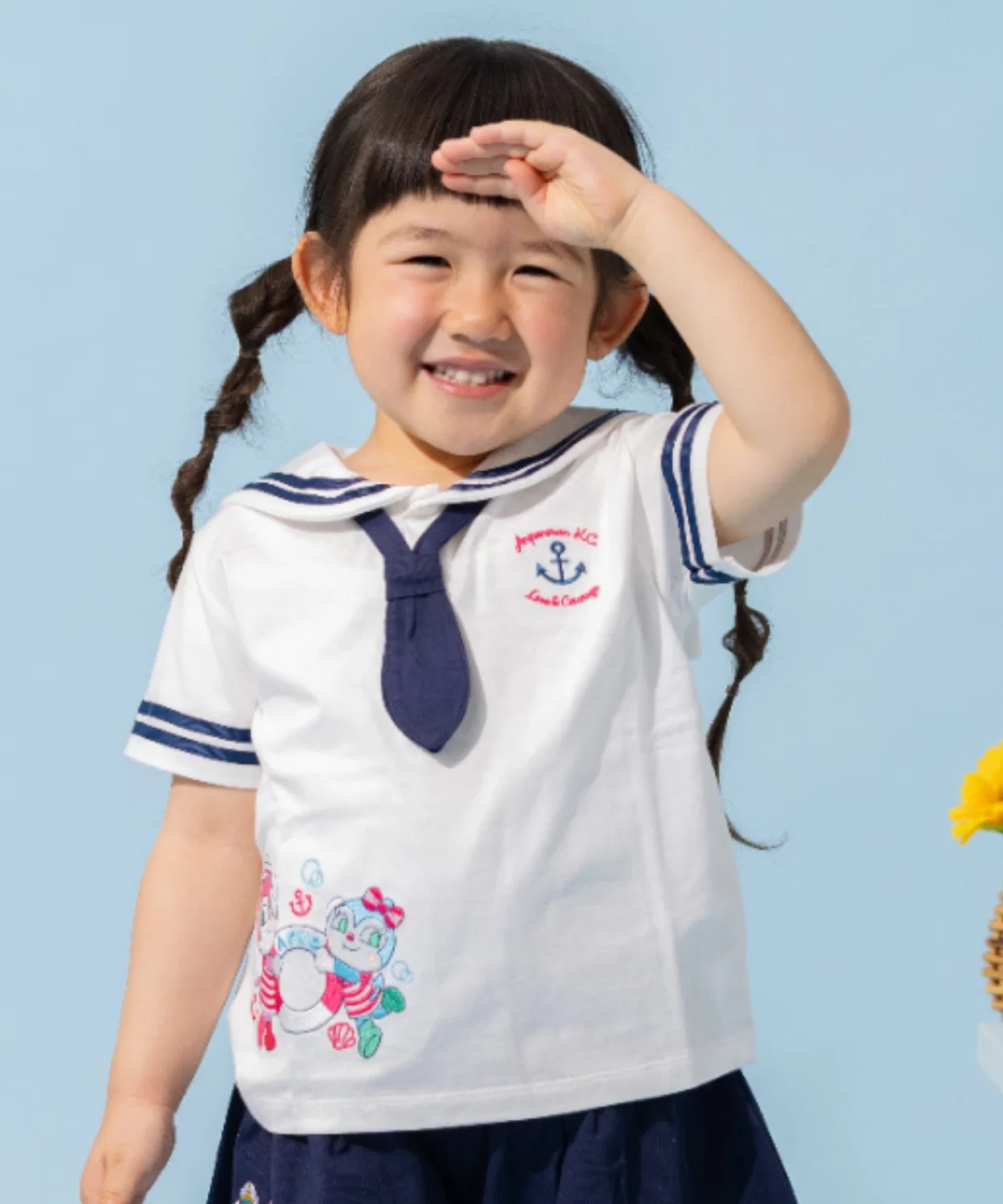 Детская футболка с морским принтом и съемным галстуком Sailor T-Shirt ANPANMAN KIDS COLLECTION, Off White