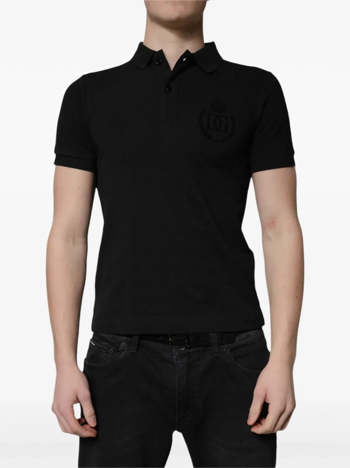 Рубашка поло DG Logo черная Dolce & Gabbana, черный