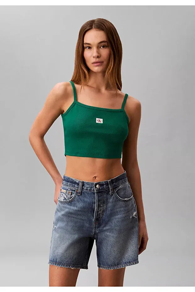 Женская футболка-кроп с принтом Calvin Klein, Green