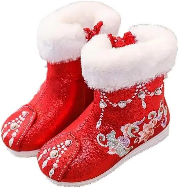 Детские кроссовки с вышивкой Hanfu для мальчиков и девочек Zonkacen, Red