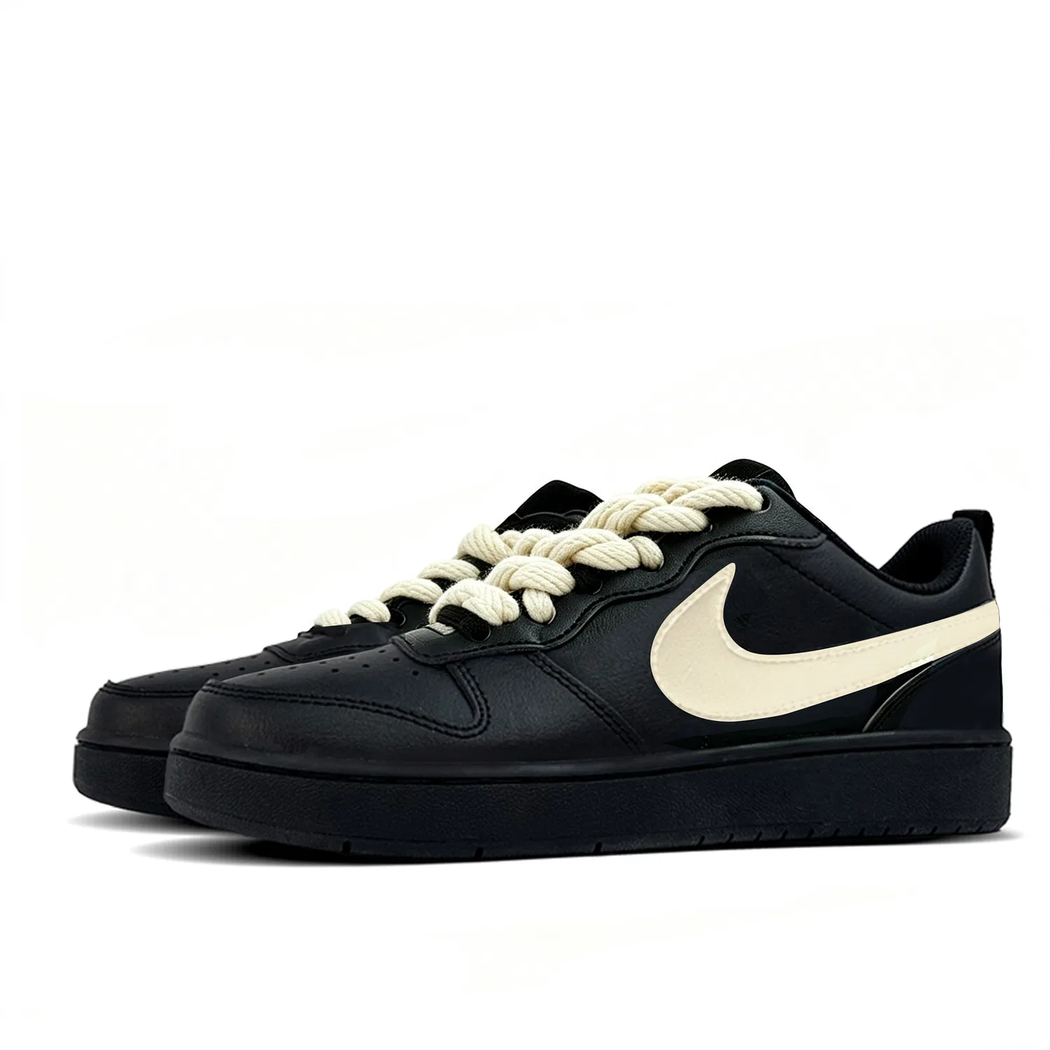 Детские кроссовки для скейтбординга с контрастной отделкой Nike Court Borough, Black — фото 4