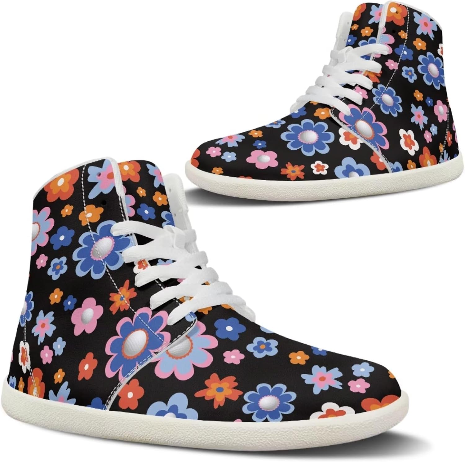 

Кроссовки Jeiento для мужчин и женщин с высоким верхом, босоножки, хиппи, с цветочным узором, на шнуровке, модная обувь, Cartoon Hippie Floral