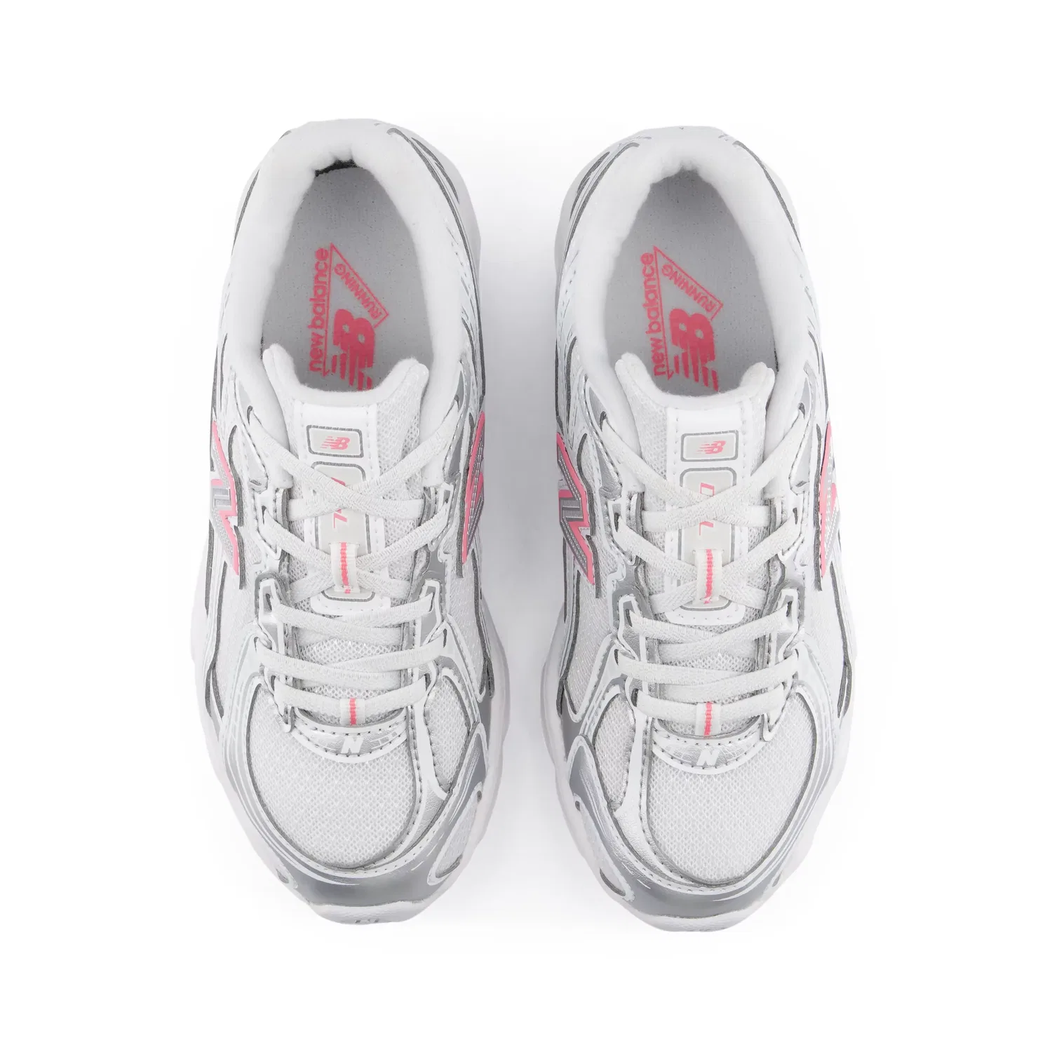 Детские кроссовки с эластичными шнурками 740 Bungee Lace New Balance, Silver Metallic With Signal Pink — фото 4