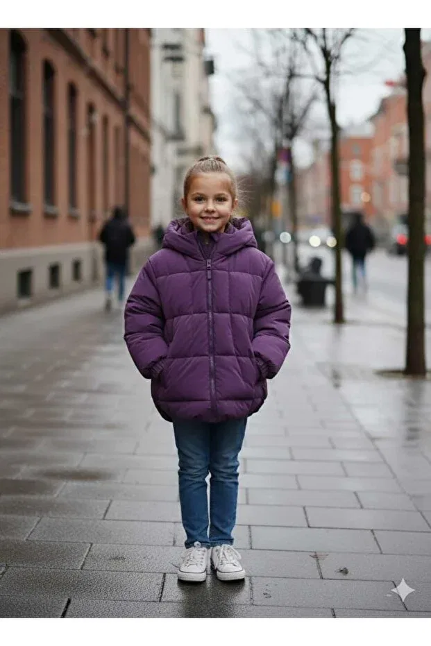 Детский пуховик для девочек с капюшоном Bubiee Baby, Purple