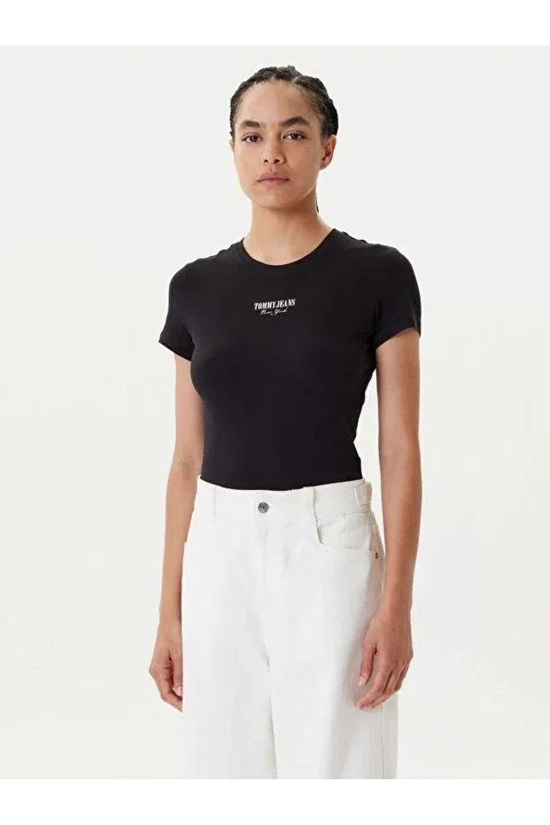 Женская футболка с принтом Tjw Slim Essential Logo2 Tee Ext Tommy Hilfiger, Black