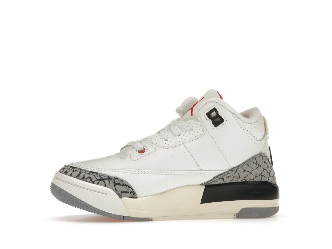 Детские кроссовки с кожаным верхом Jordan 3 Retro, Summit White Fire Red Black Cement Grey — фото 3