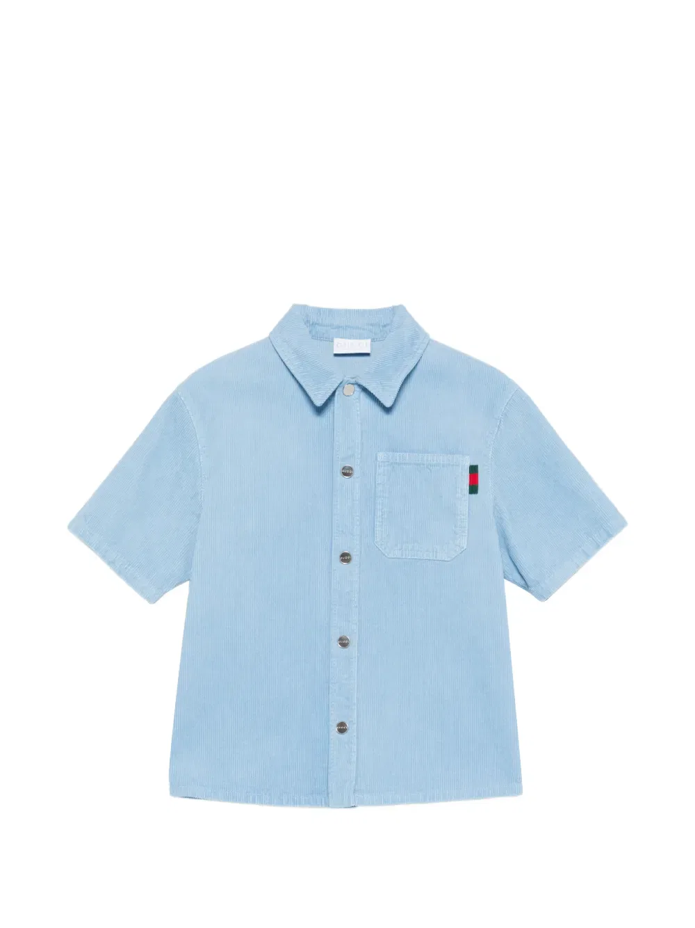 Вельветовая рубашка с нашивкой и логотипом Gucci Kids, синий