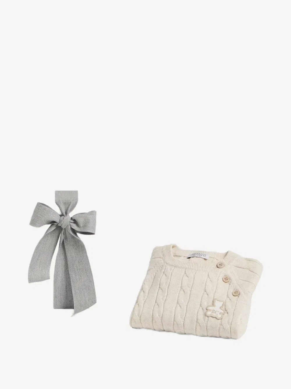 Вязаный свитер Берни Brunello Cucinelli Kids, бежевый — фото 4