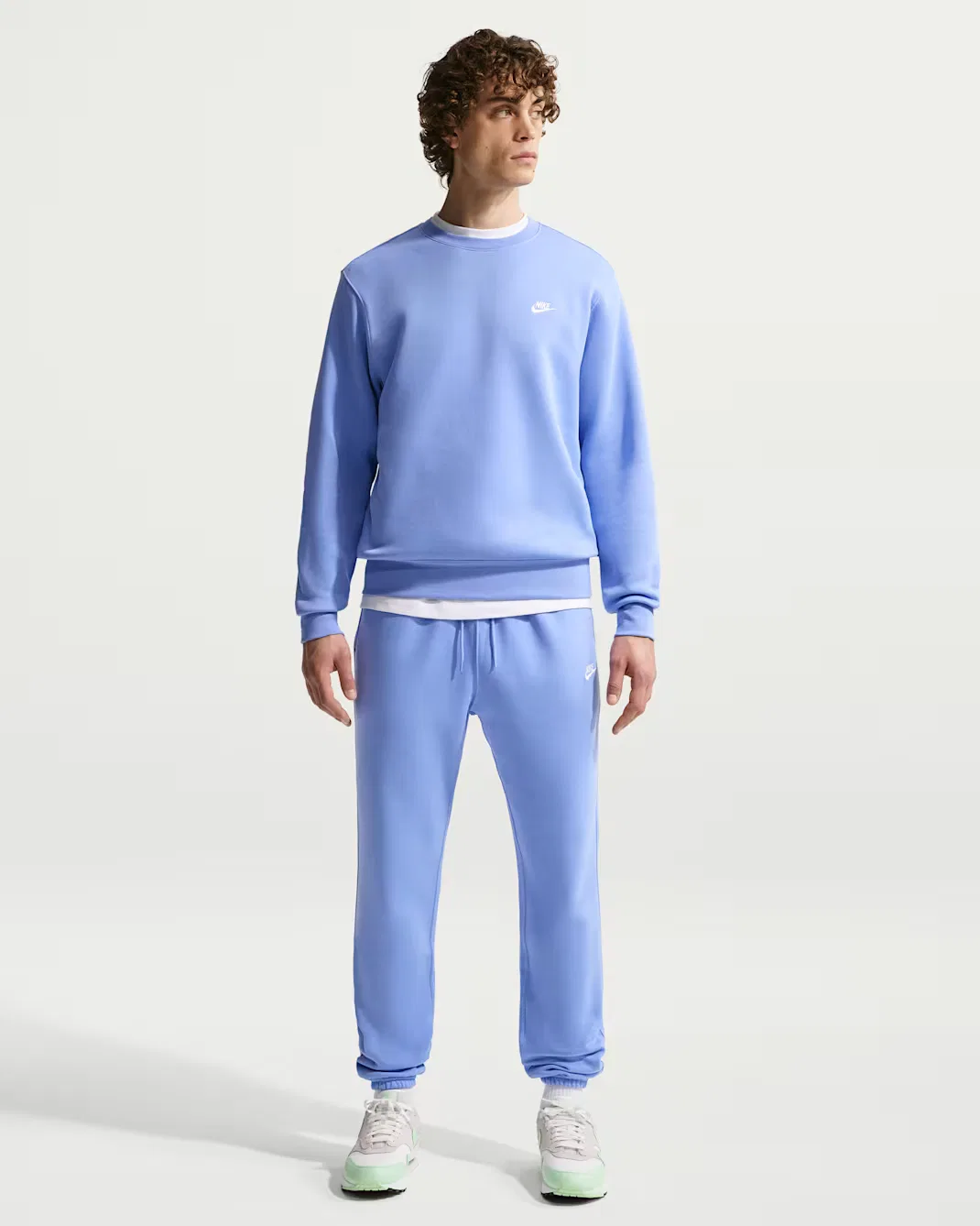 Мужская флисовая футболка с круглым вырезом Nike Club, Royal Pulse/White — фото 4