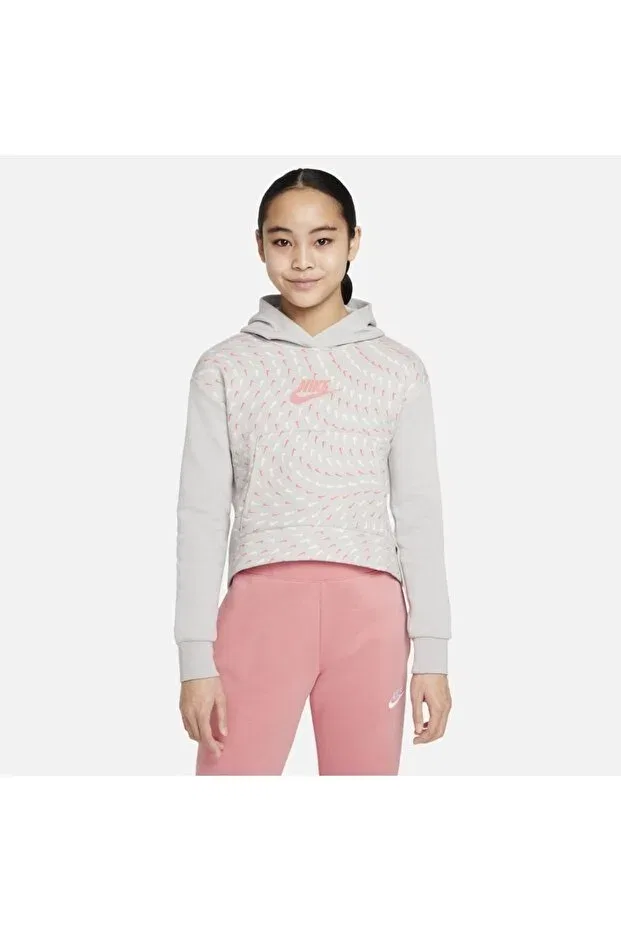 Детское худи для девочек с принтом Nike, Gray