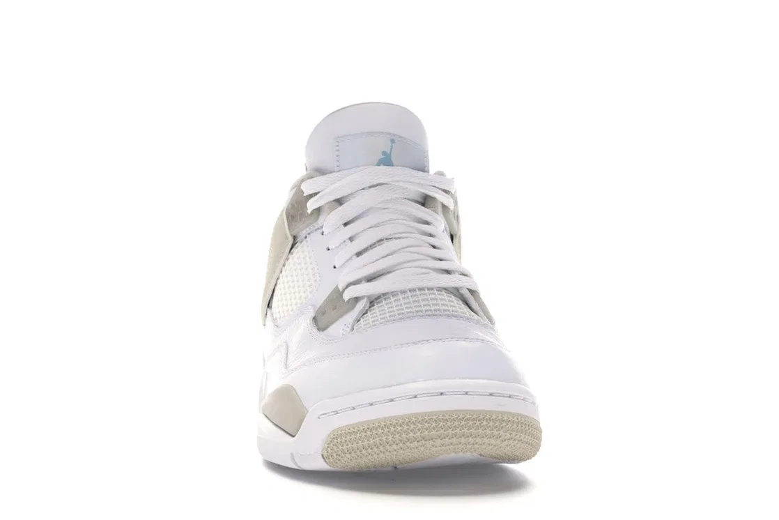 Детские кроссовки для мальчиков с кожаным верхом Jordan 4 Retro, White/Boarder Blue-Light Sand — фото 2