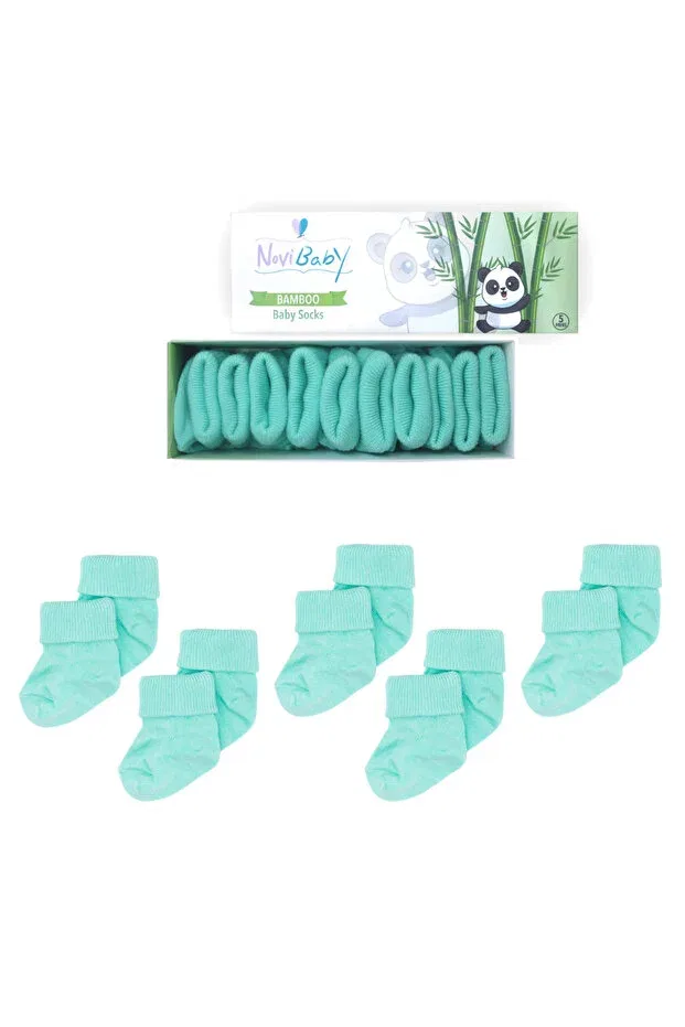 Детские носки для новорожденных хлопковые из бамбука Basics Novibaby, Sea Green