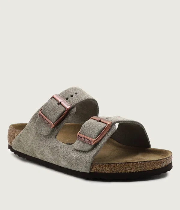 Детские сланцы из натуральной кожи Arizona Birkenstock, серый