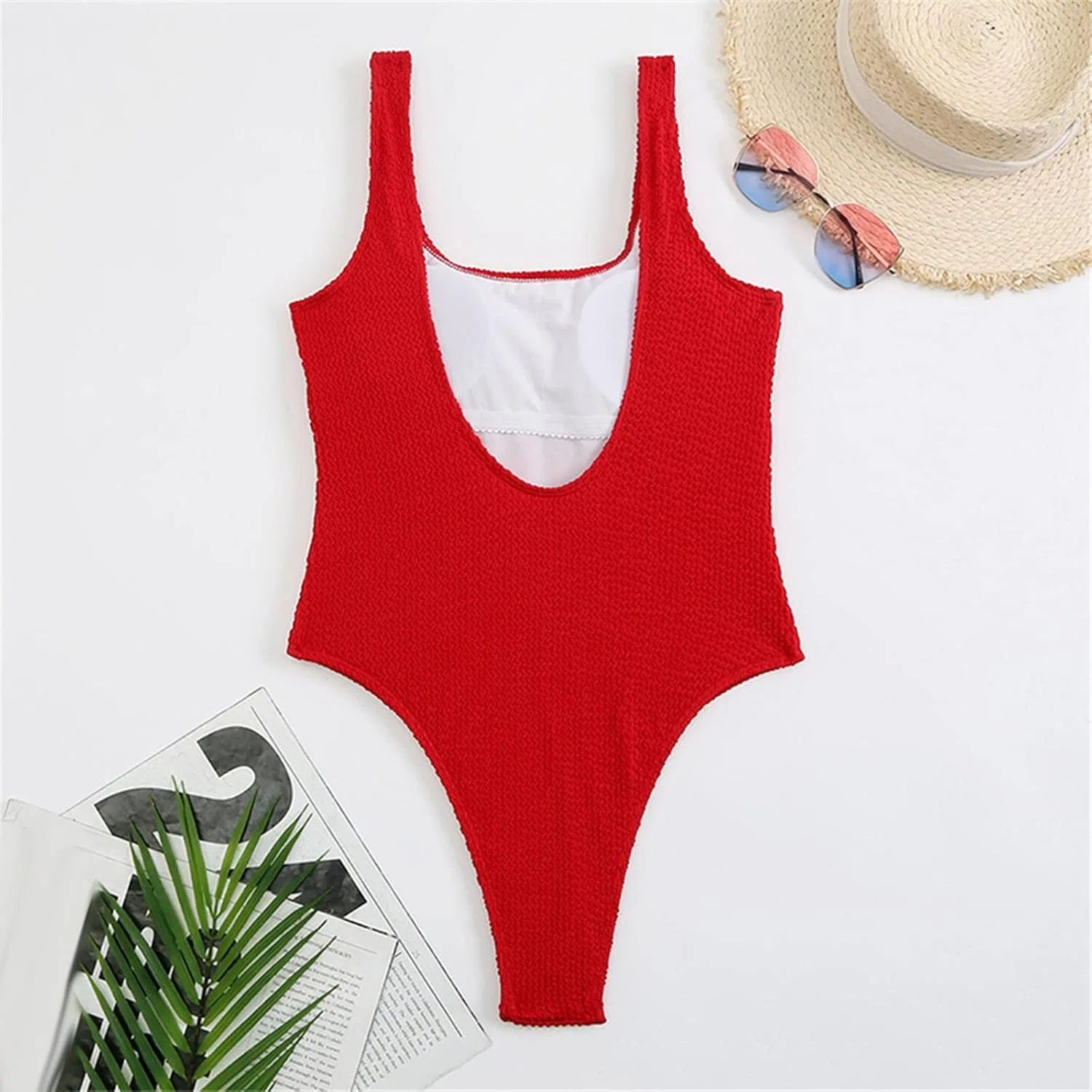 Женский цельный купальник с утяжкой живота Monokini, Red — фото 3