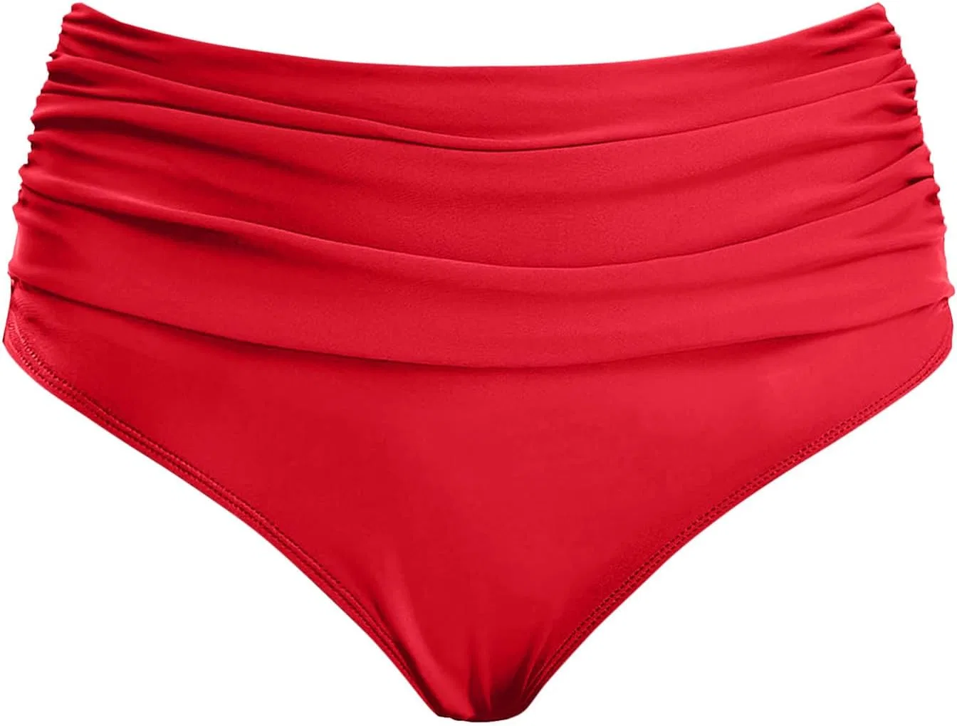 Женские бикини с завышенной талией ruched high waist swim bottoms Generic, Red — фото 3