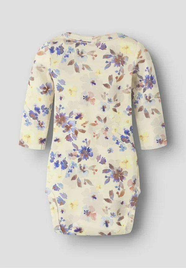Боди rib knitted Floral Romper Name It Almond milk, молочный — фото 2