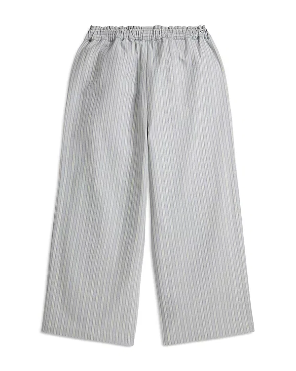 Детские брюки для девочек с полосками широкие укороченные Polo Ralph Lauren, Blue Cream — фото 2