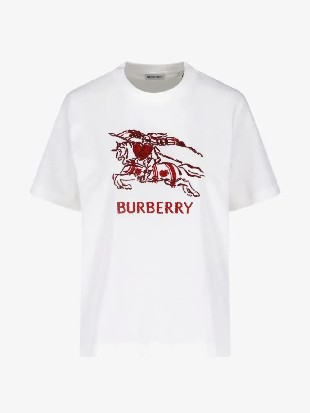 Футболка из хлопка с принтом «Сердечный рыцарь» BURBERRY, белый
