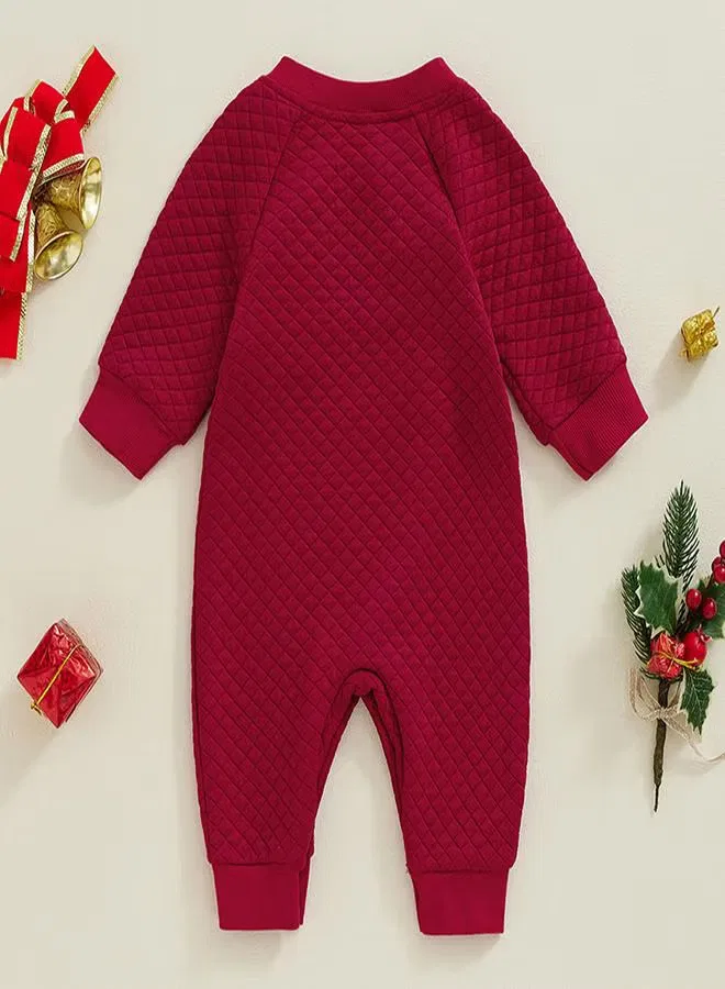 Боди-комбинезон стеганый с новогодним дизайном Babyqlo, красный — фото 3