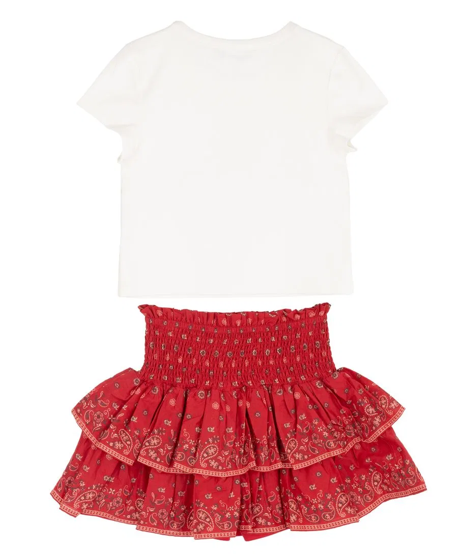 Детский комплект для девочек с принтом звезд Top, Skirt and Necklace Tween Diva, Red — фото 2