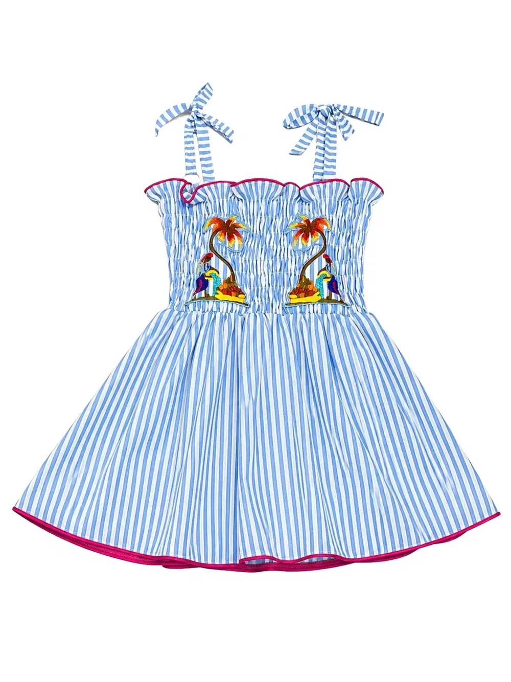Топ в полоску со сборками Stella Jean Kids, синий — фото 2