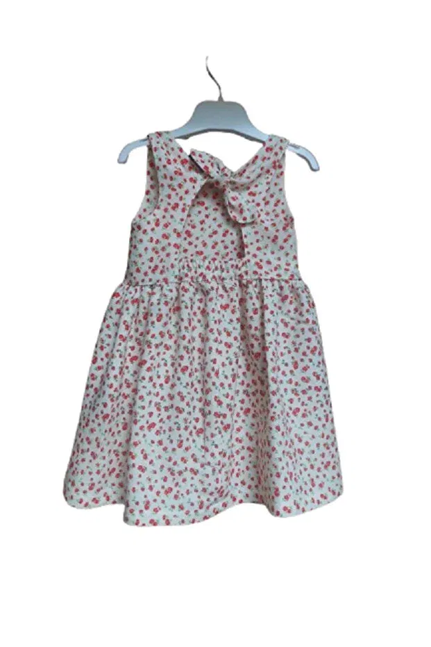 Детское платье для девочек хлопковое Red Floral Print Baby Girl Cotton Linen Dress Babyelos, Red — фото 4