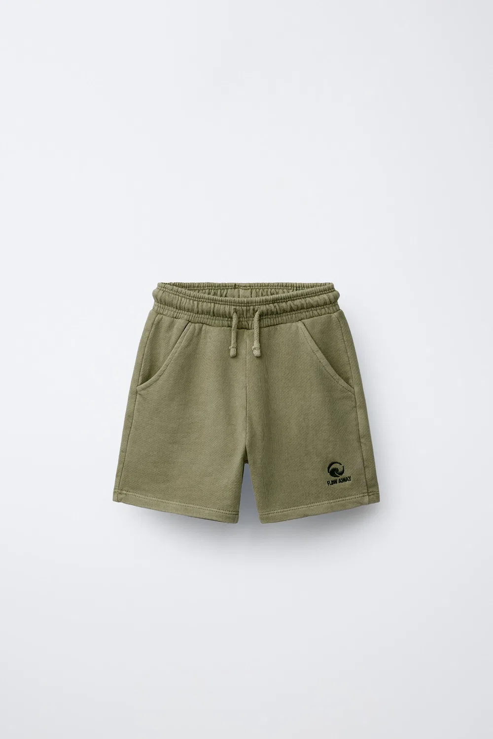 Плюшевые шорты-бермуды с вышивкой, окрашенные в готовом виде ZARA, Khaki